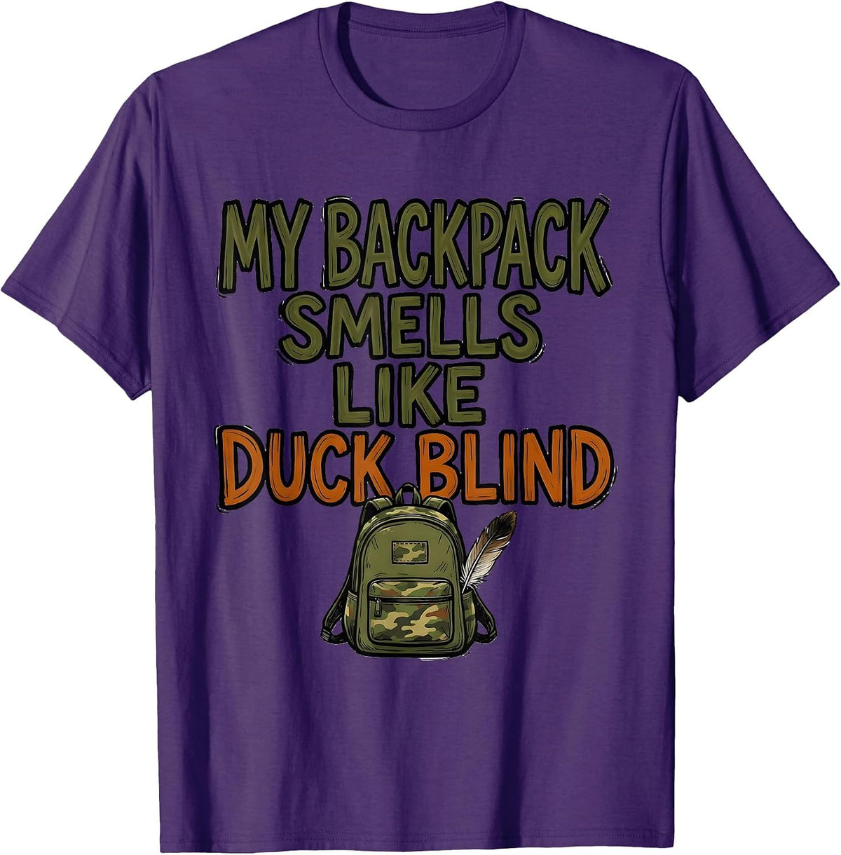 Men's My Backpack Smells Like Duck Blind Funny Hunting Youth T-Shirt - Purple