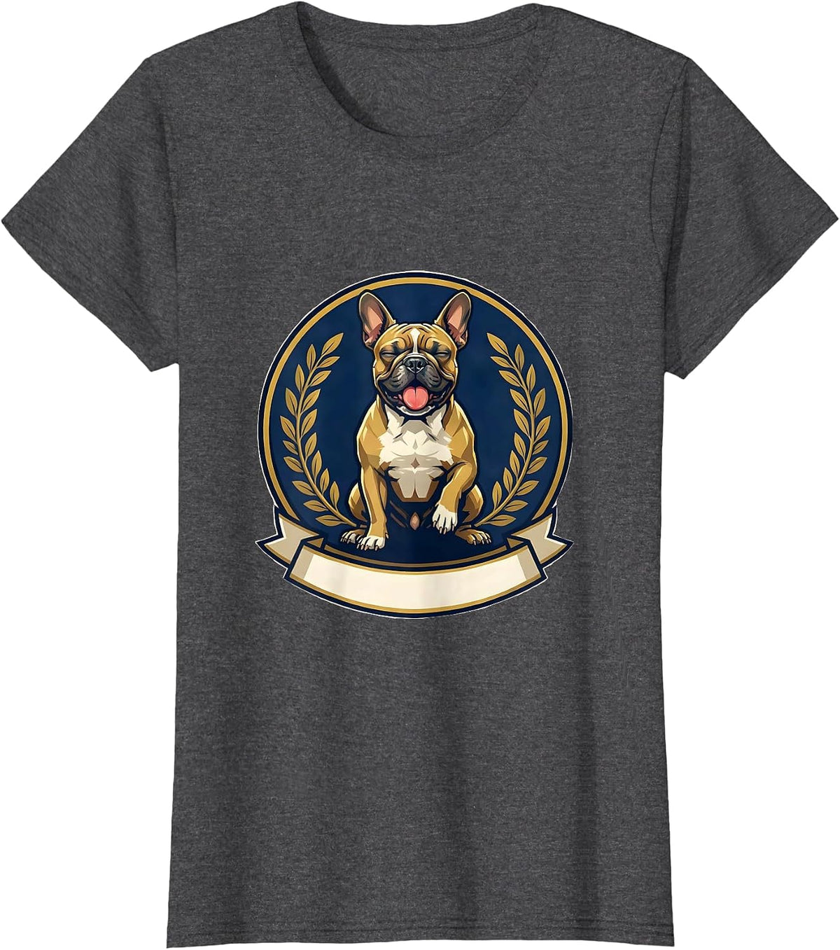 Women's Pittie Crest Pitbull Mom Dog Lover Emblem T-Shirt - Dark Heather Grey