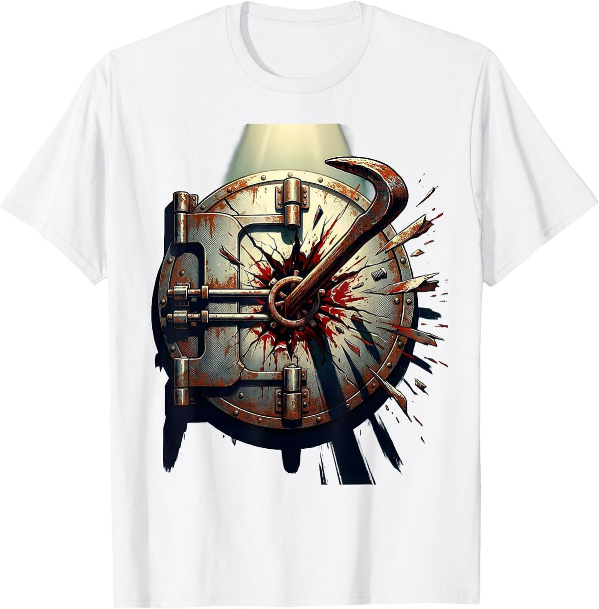Men's Crowbar Vault Break-In Graphic Design T-Shirt - White