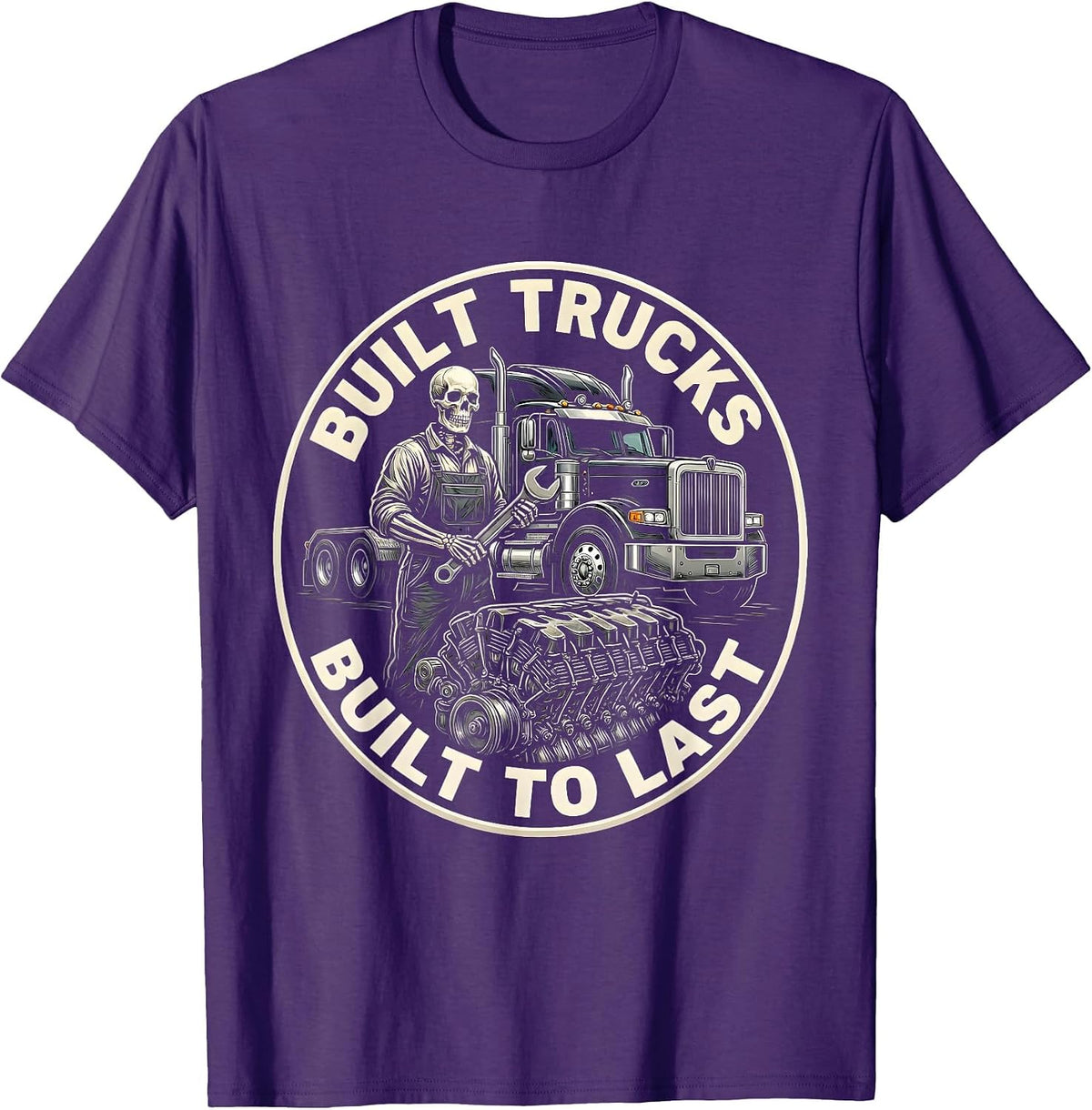 Built Trucks, Built To Last Diesel Mechanic Design T-Shirt - Purple