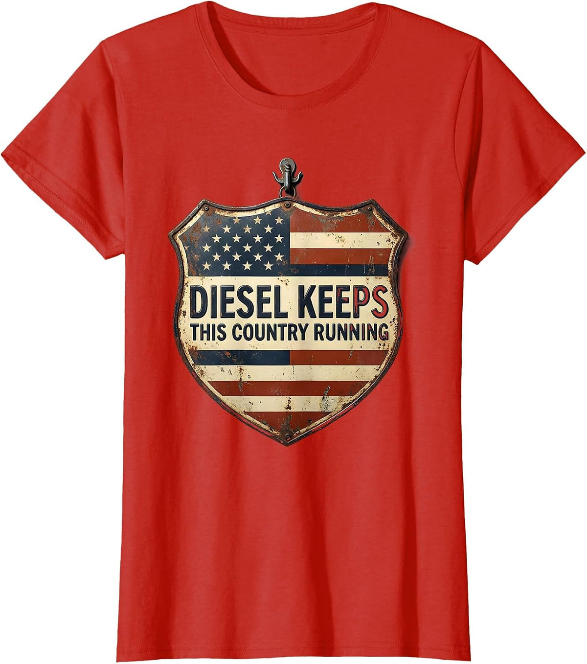 Diesel Keeps This Country Running Vintage Trucker American T-Shirt - Red