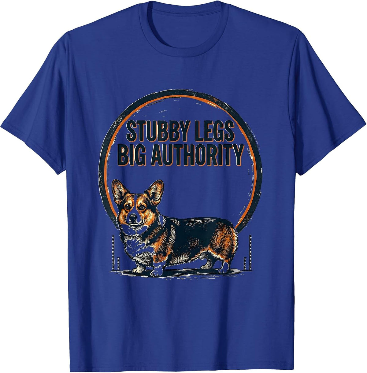 Stubby Legs, Big Authority Funny Corgi Dog Owner Retro T-Shirt - Royal Blue
