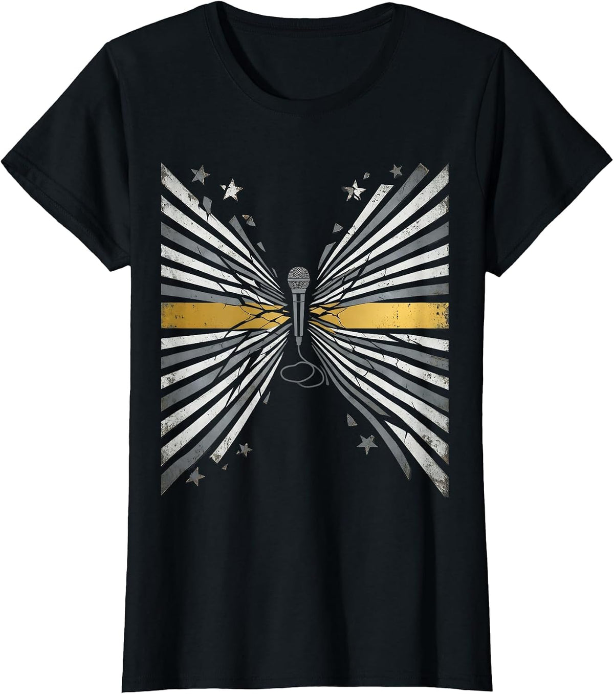 Women's Band Field Thin Gold Line 911 Dispatcher Tribute T-Shirt - Black