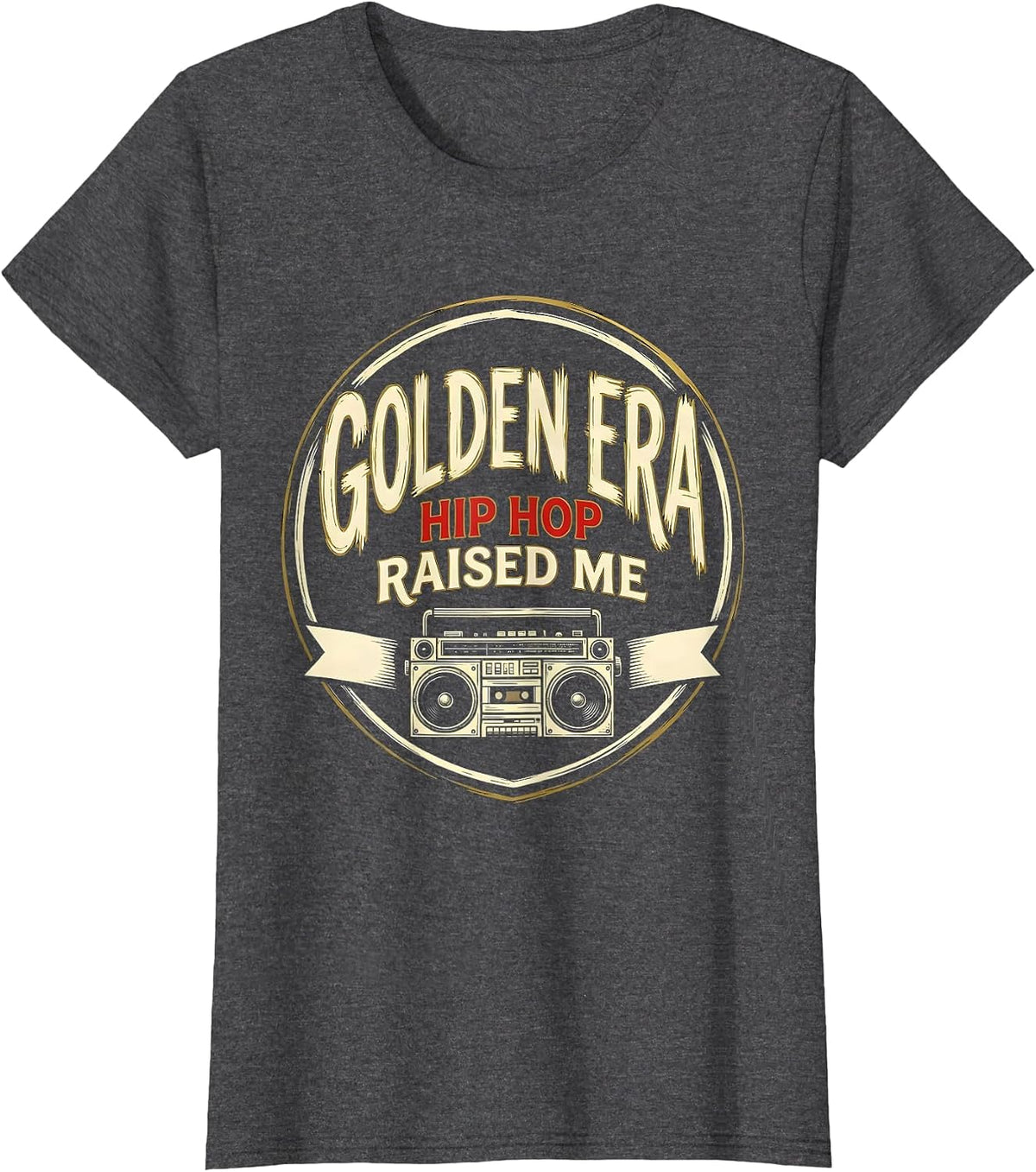 Women's Golden Era Hip Hop Raised Me Nostalgic 90s Rap Lyric Quote T-Shirt - Dark Heather Grey