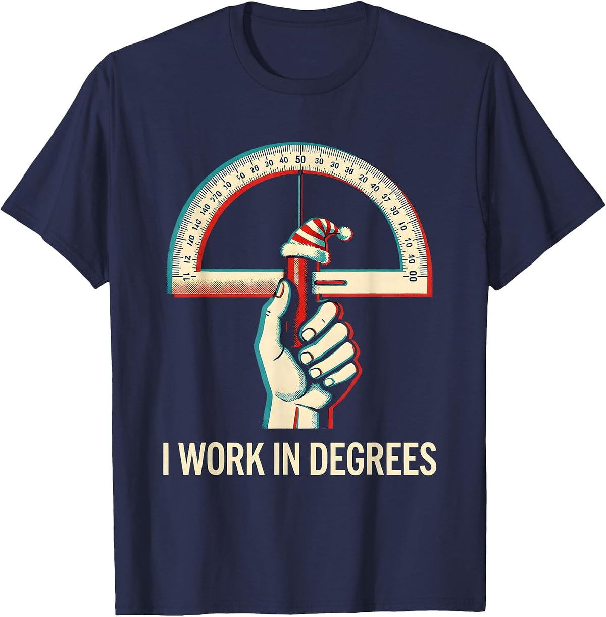 Men's I Work In Degrees Funny Physical Therapy Christmas Therapist T-Shirt - Navy Blue