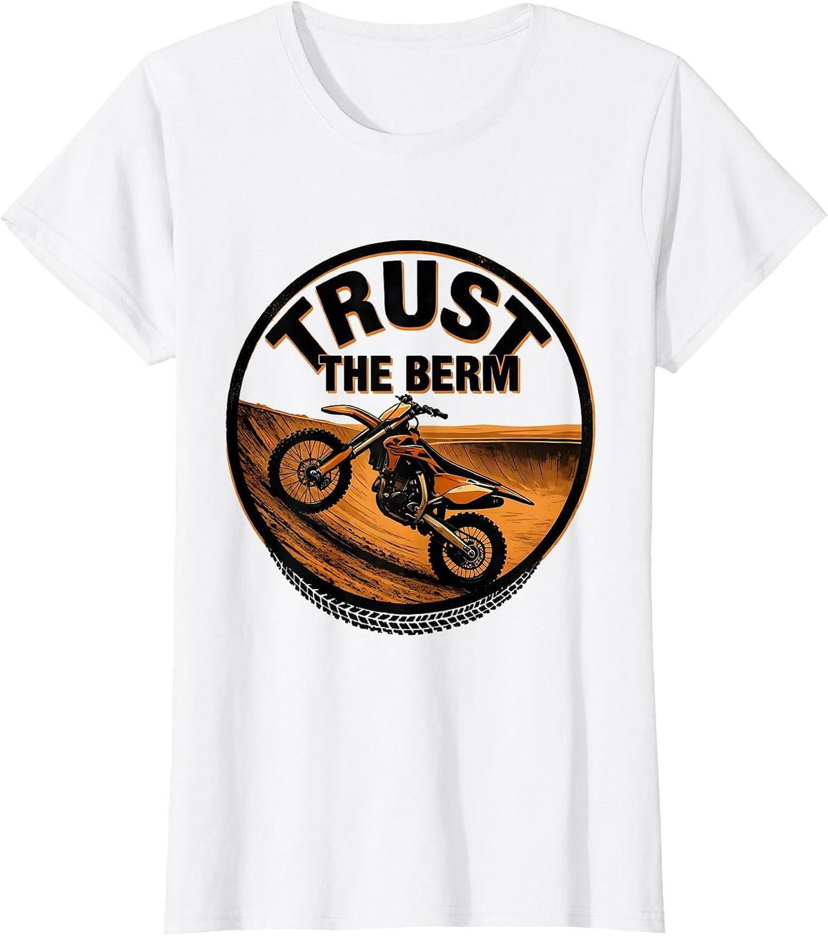 Women's Trust The Berm Screenprint Poster Dirt Bike Biker T-Shirt - White
