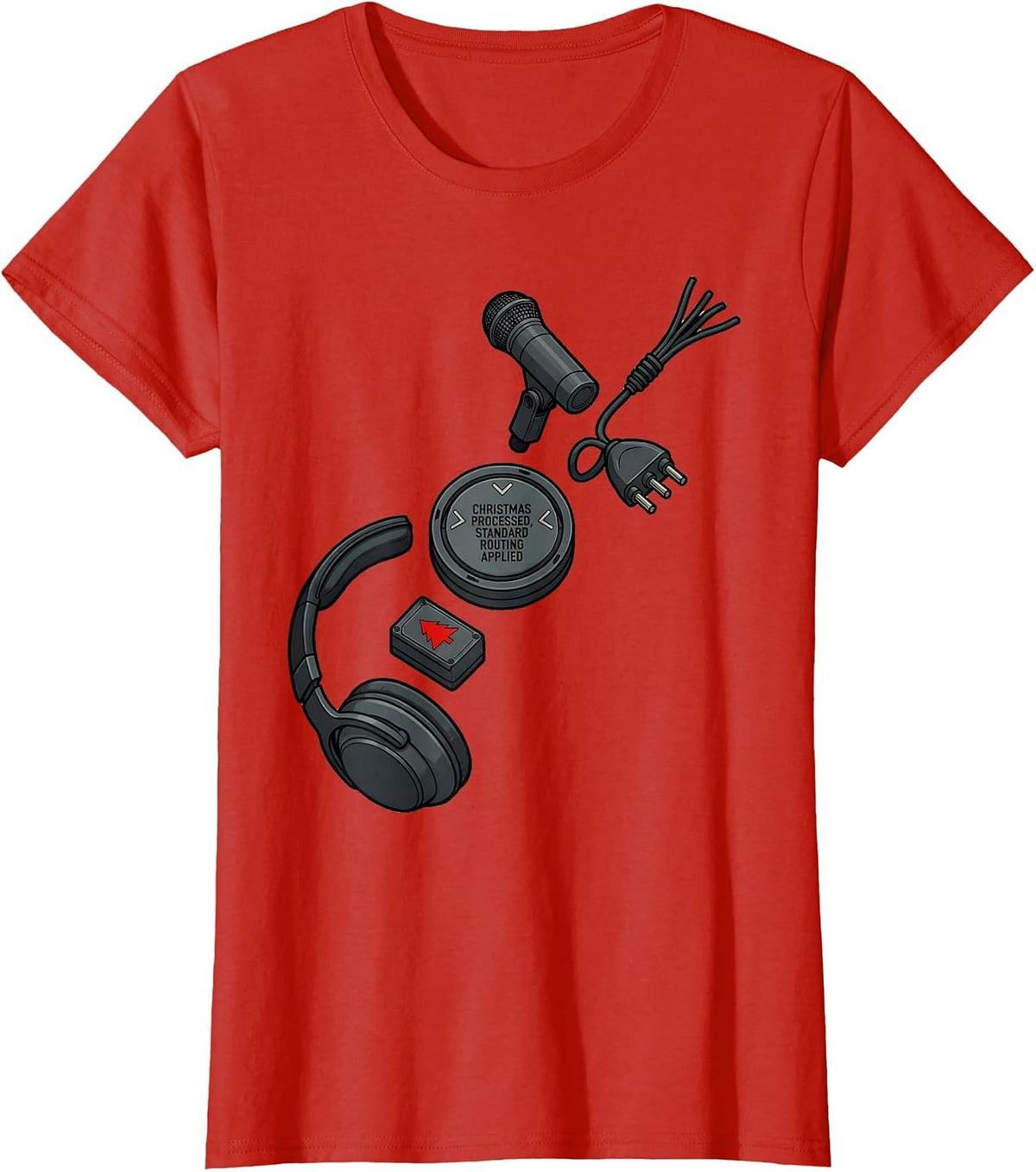 Christmas Processed, Standard Routing Applied 911 Dispatcher T-Shirt - Red