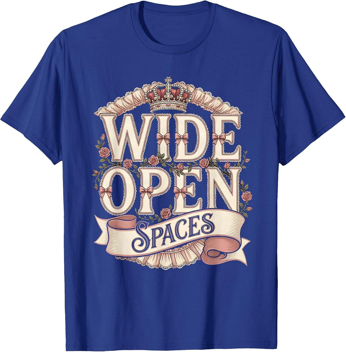 Wide Open Spaces Cowgirl Graphic Design T-Shirt - Royal Blue