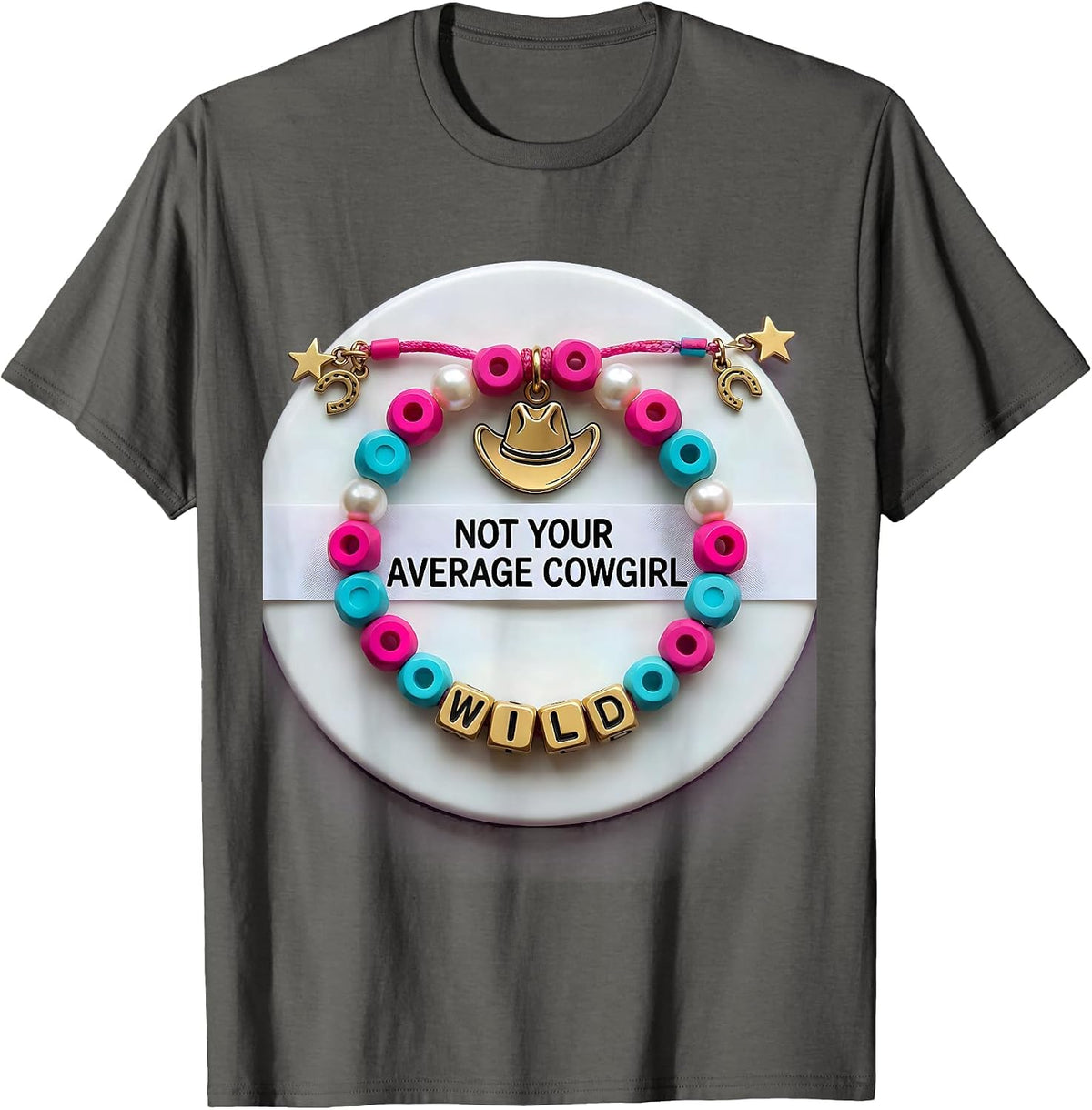 Men's Not Your Average Cowgirl Western Design T-Shirt - Asphalt Grey