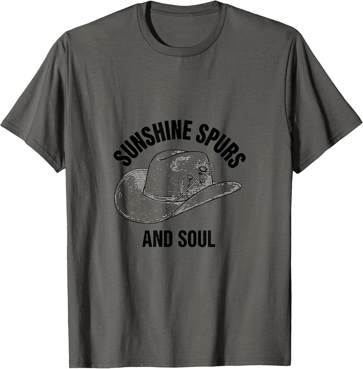 Men's Sunshine Spurs and Soul Cowgirl Design T-Shirt - Asphalt Grey