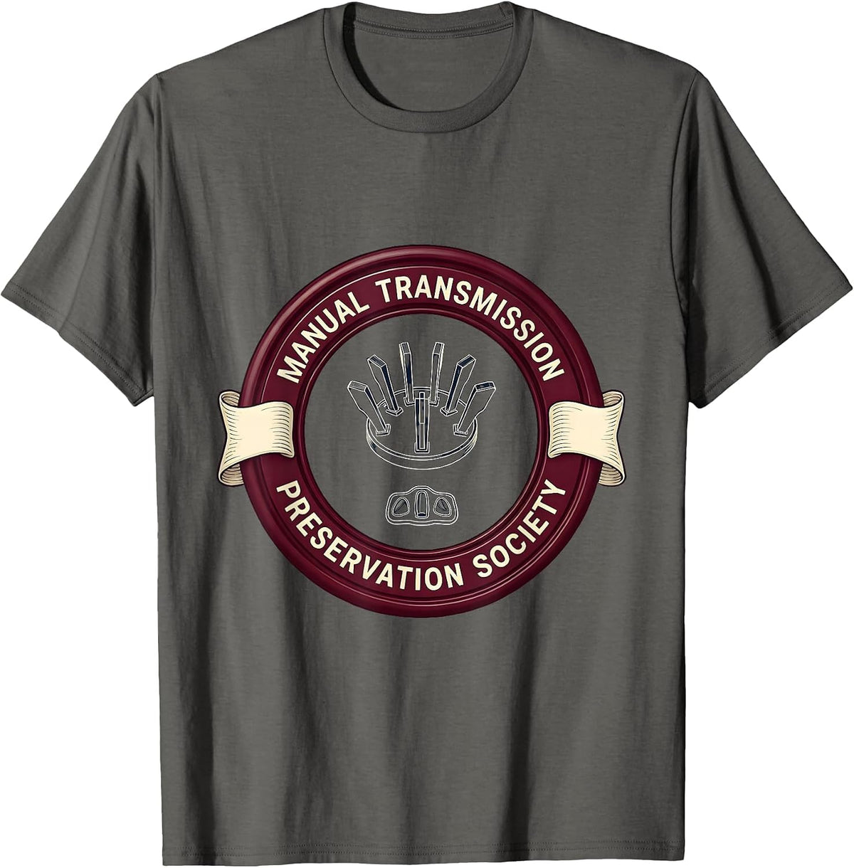 Manual Transmission Preservation Society Emblem T-Shirt - Asphalt Grey