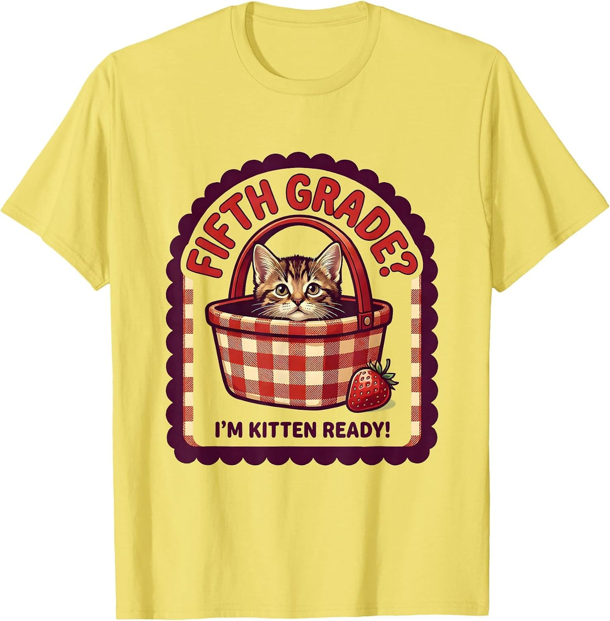 Men's Fifth Grade? I'm Kitten Ready Cute Kitten Back to School T-Shirt - Lemon Yellow