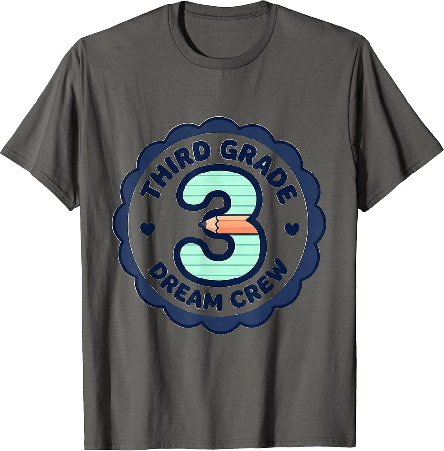 Third Grade Dream Crew Cute Kawaii Back To School Teacher T-Shirt - Asphalt Grey
