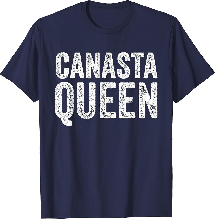 Canasta Queen Funny Canasta Card Games Player Vintage T-Shirt - Navy Blue