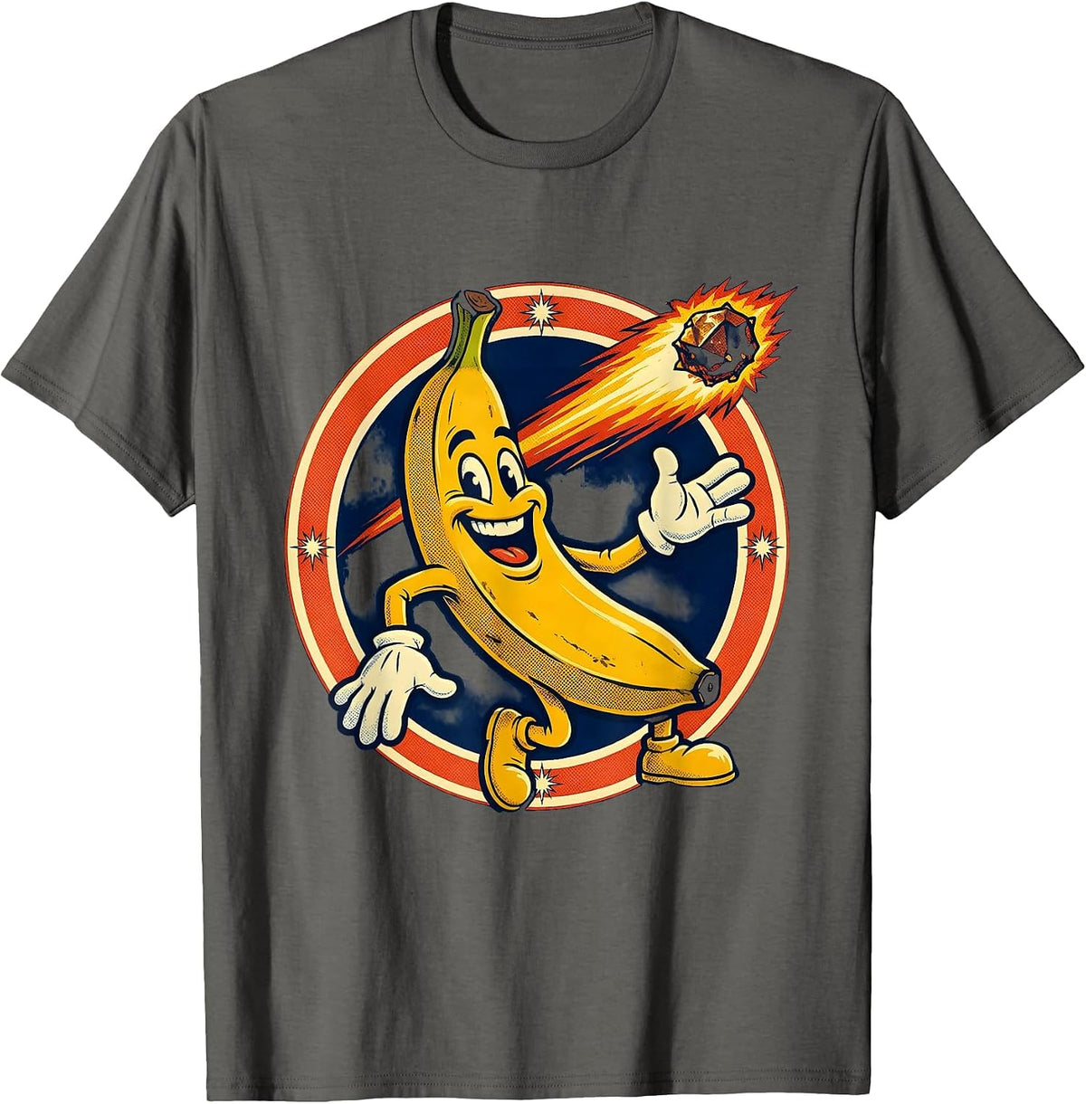 Banana Comet Blazing Across the Night Sky T-Shirt - Asphalt Grey