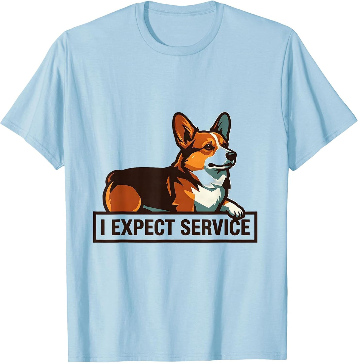 Men's I Expect Service Funny Corgi Dog Lover Humor T-Shirt - Baby Blue