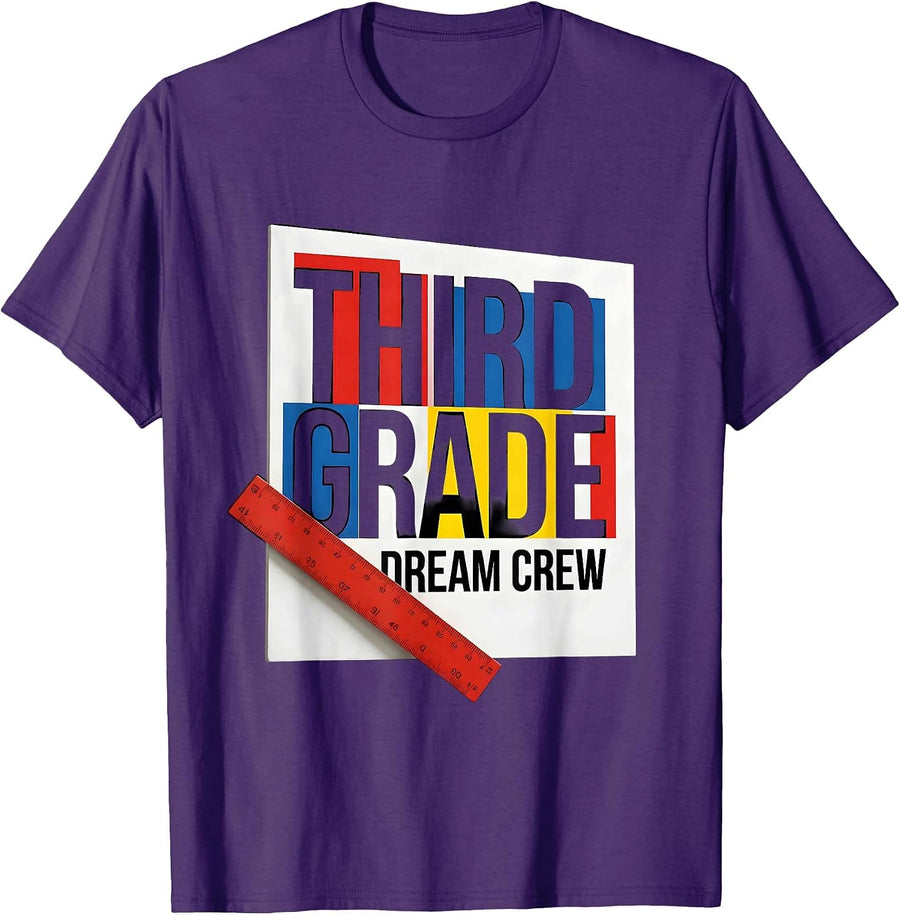 Men's Third Grade Dream Crew Back to School Teacher Student Kids T-Shirt - Purple