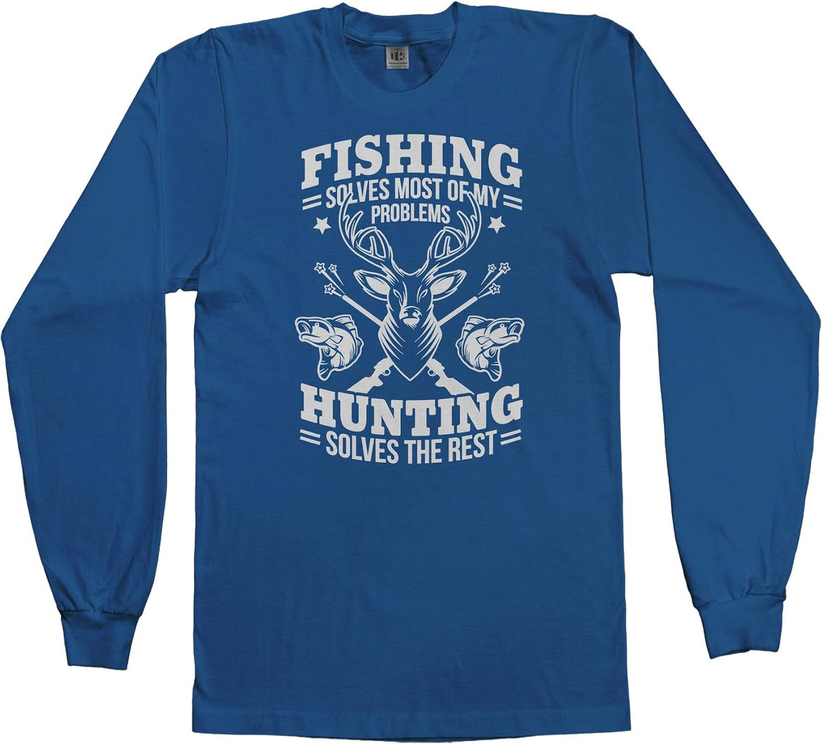 Fishing Solves Most Problems | Hunting Gift Men's Long Sleeve T-Shirt - Royal Blue