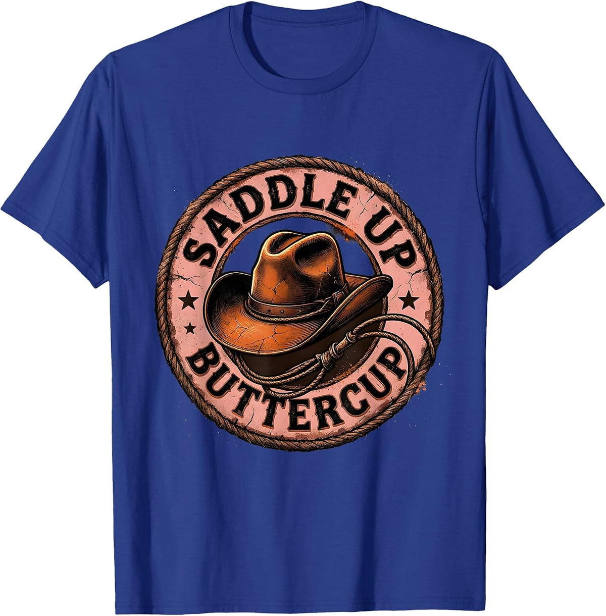 Men's Saddle Up Buttercup Cowgirl Graphic Design T-Shirt - Royal Blue