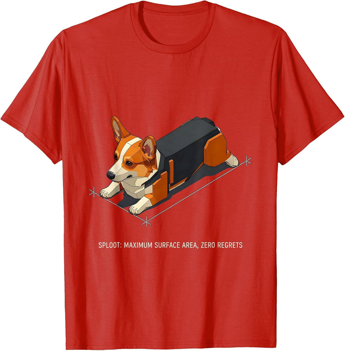 Men's Sploot: Maximum Surface Area, Zero Regrets Funny Corgi Lover T-Shirt - Red