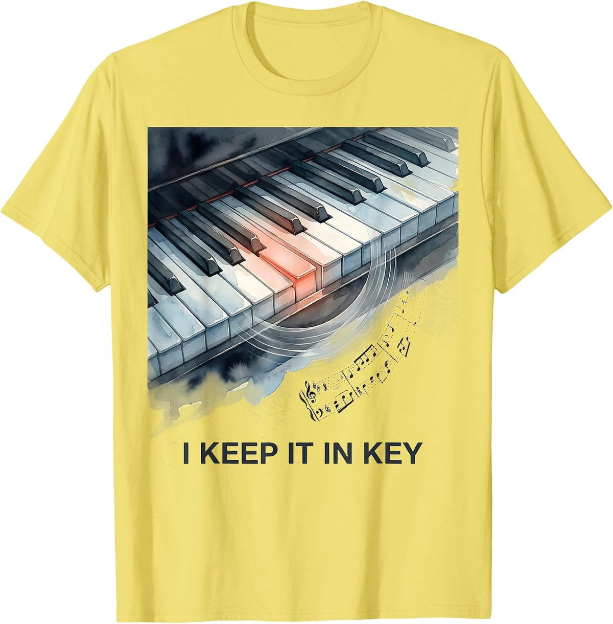Men's I Keep It In Key Funny Pianist Keyboard Player Gift Idea T-Shirt - Lemon Yellow