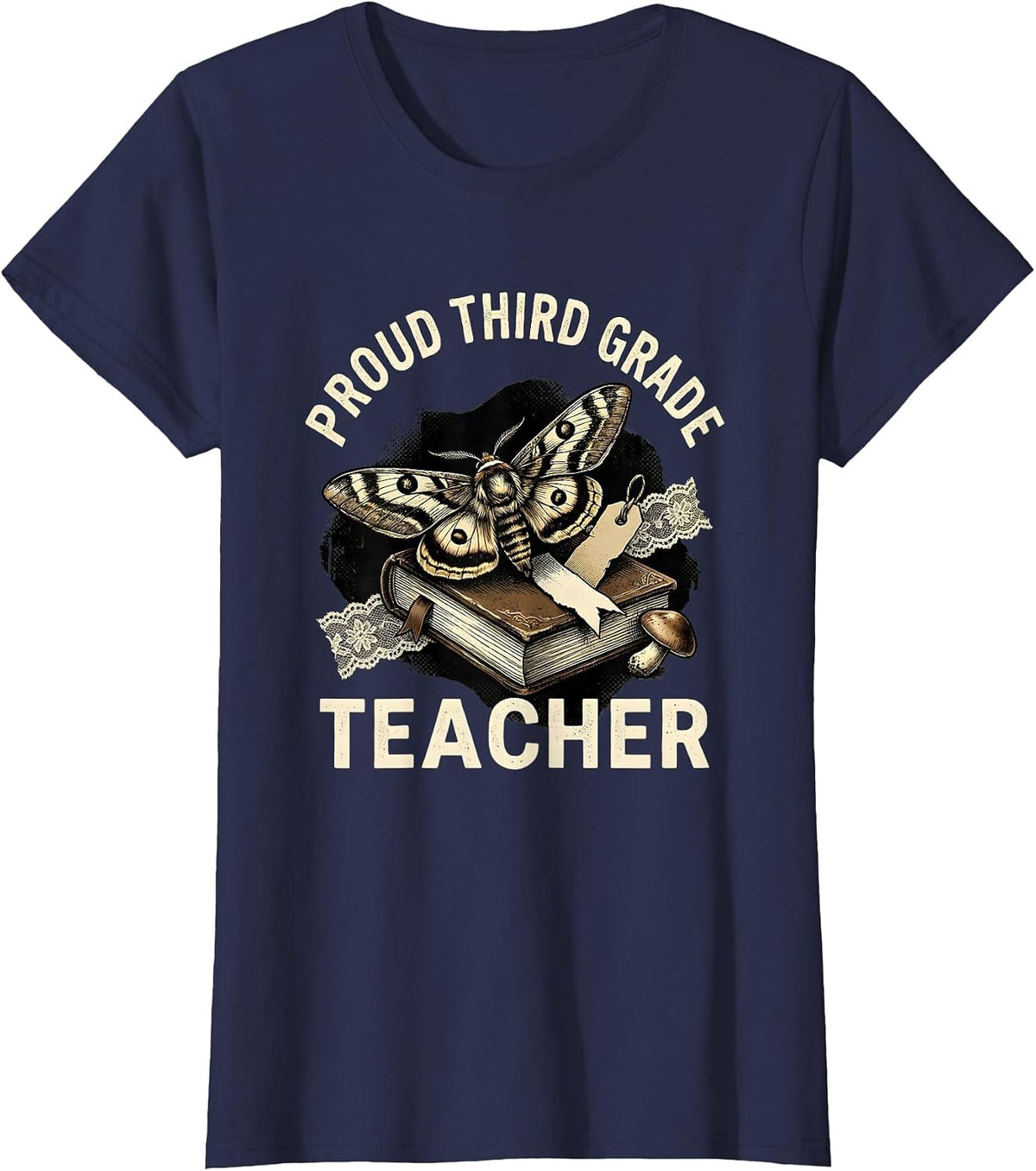 Women's Proud Third Grade Teacher Appreciation Design T-Shirt - Navy Blue