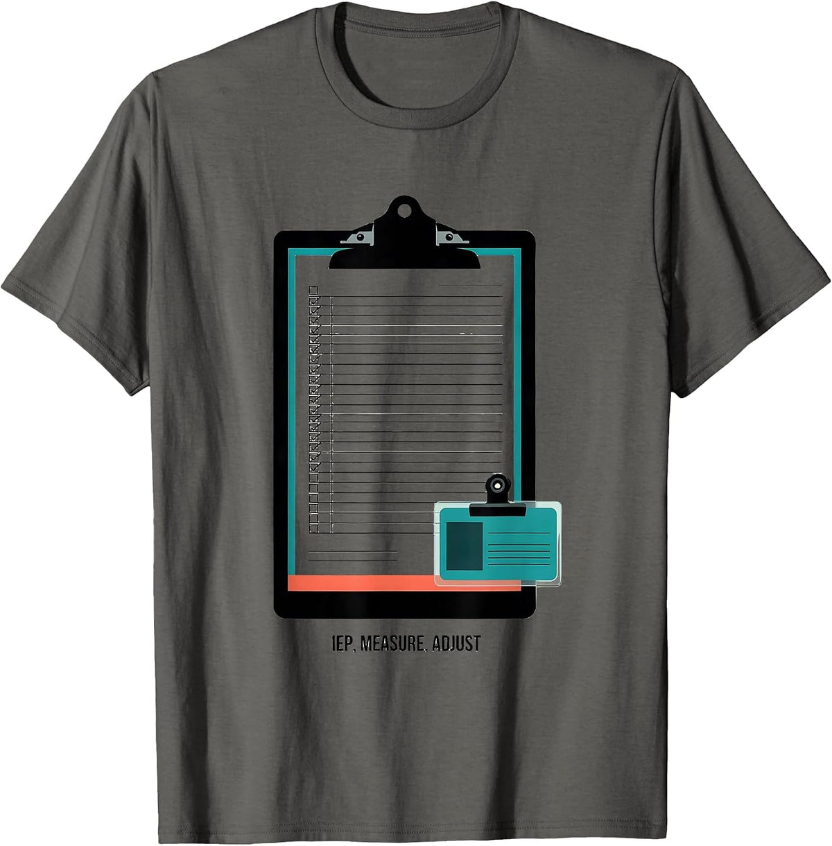 Men's IEP Measure Adjust Flat Vector Special Ed Teacher Humor T-Shirt - Asphalt Grey