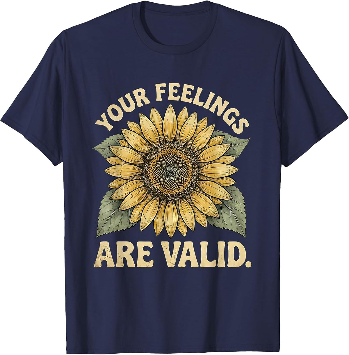 Men's Your Feelings Are Valid School Counselor Design T-Shirt - Navy Blue