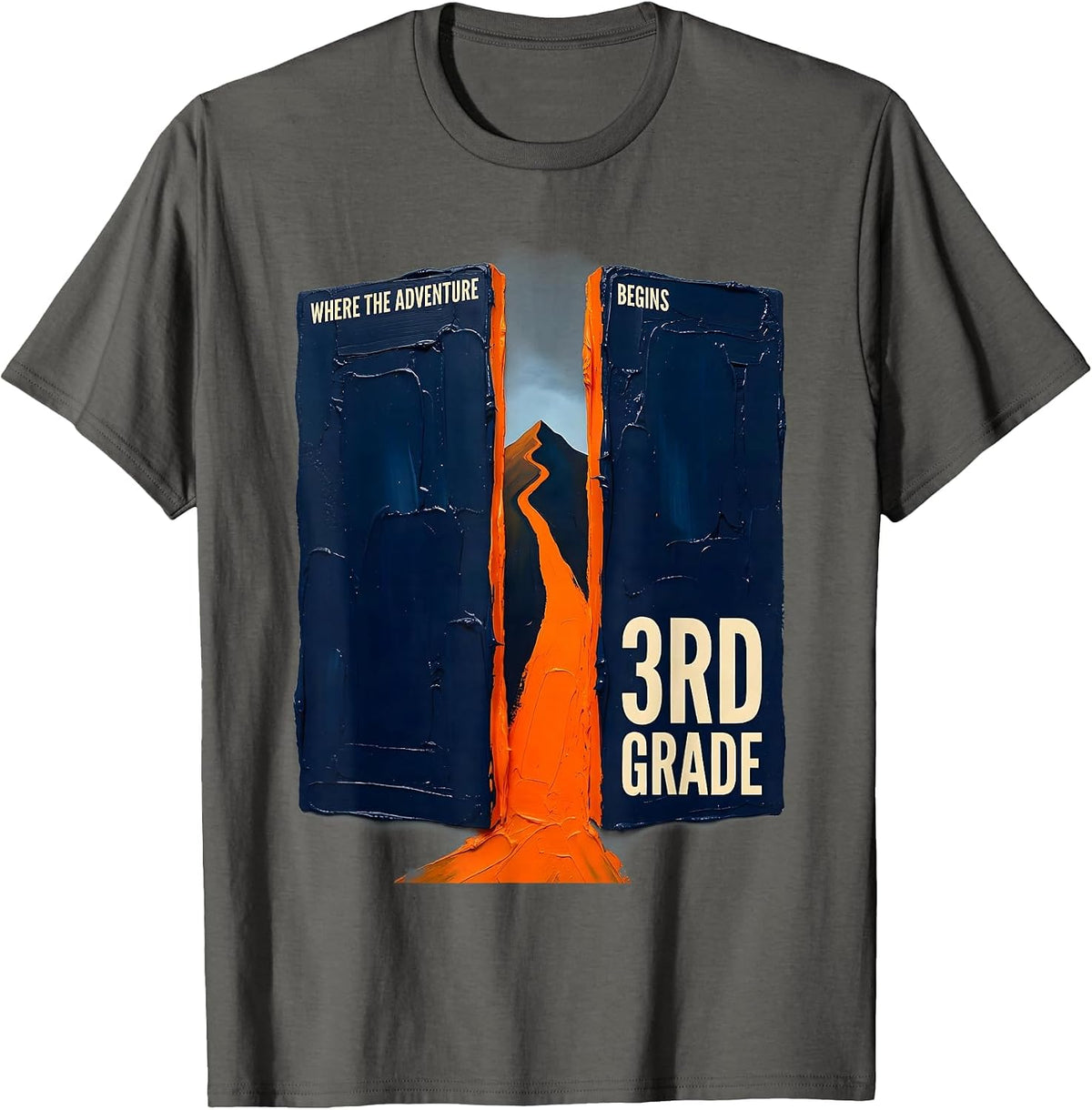 Where The Adventure Begins 3rd Grade Teacher Back To School T-Shirt - Asphalt Grey