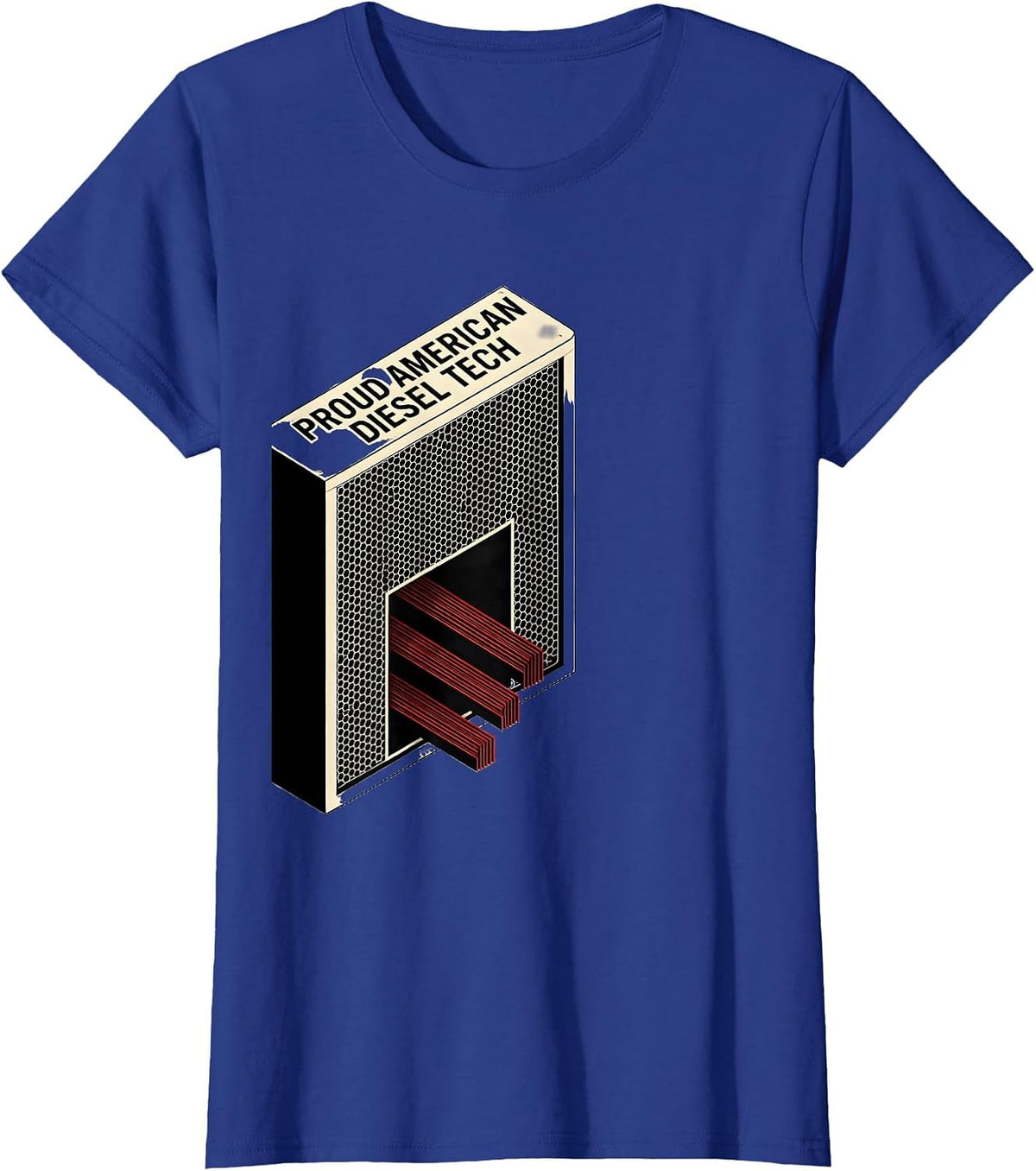 Women's Proud American Diesel Tech Patriotic Diesel Tech Gift T-Shirt - Royal Blue