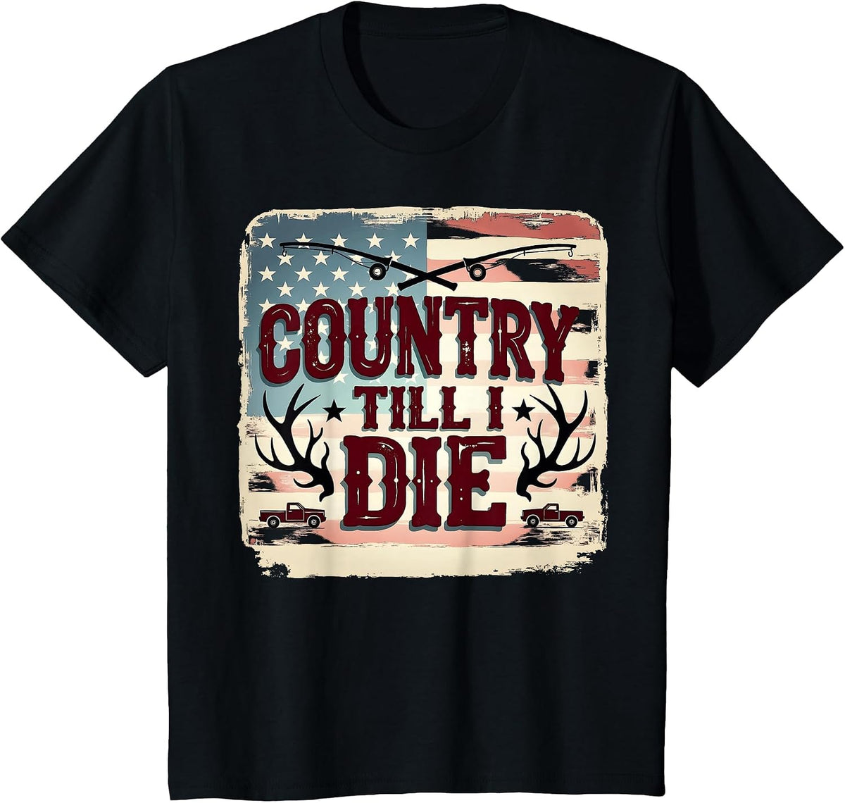 Mademark Fishing T-Shirt - Black-redneck Country Till I Die Patriotic Fishing Hunting