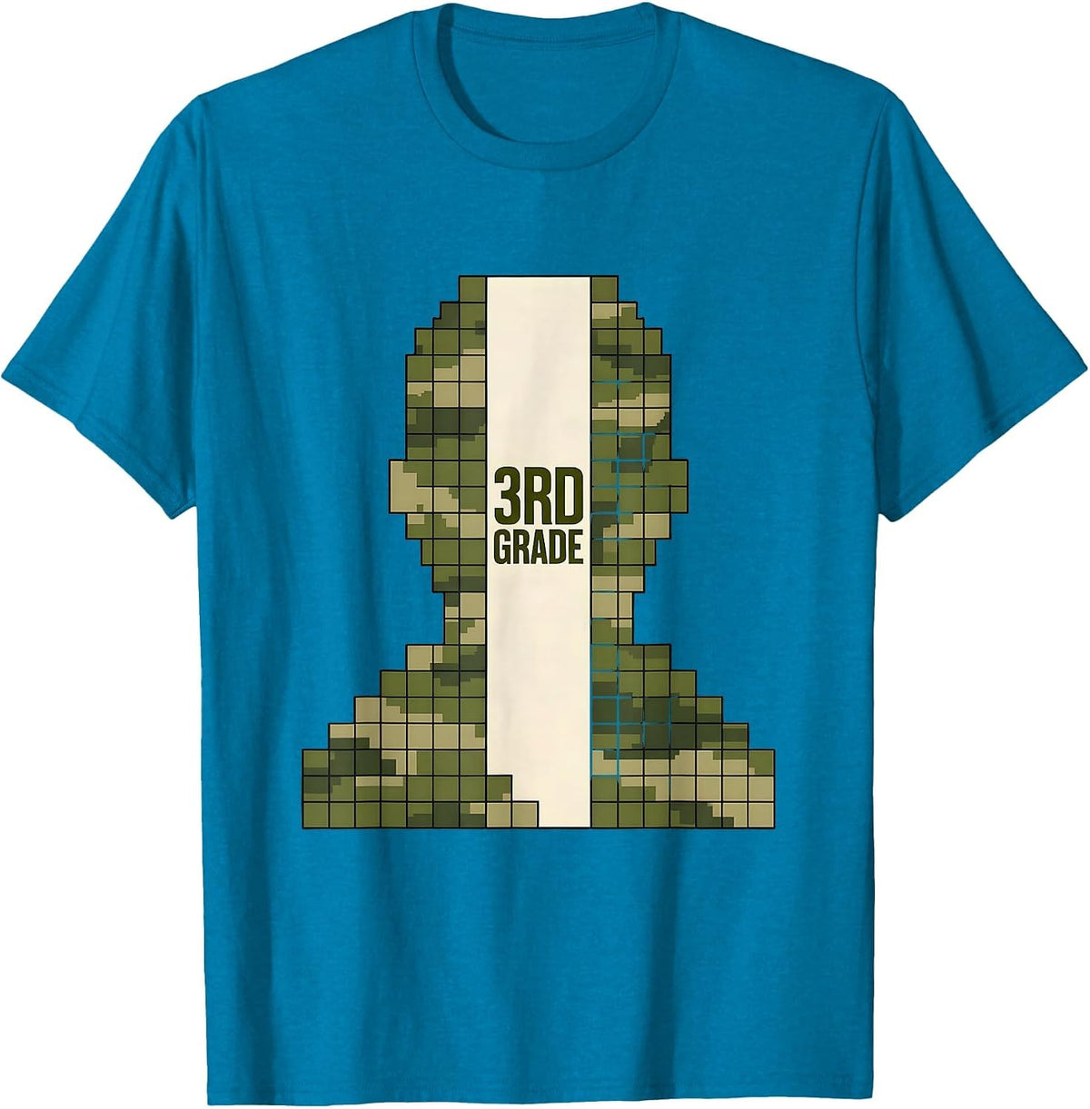 3rd Grade Pixel Art Camo Back To School Boys Teachers T-Shirt - Sapphire Blue