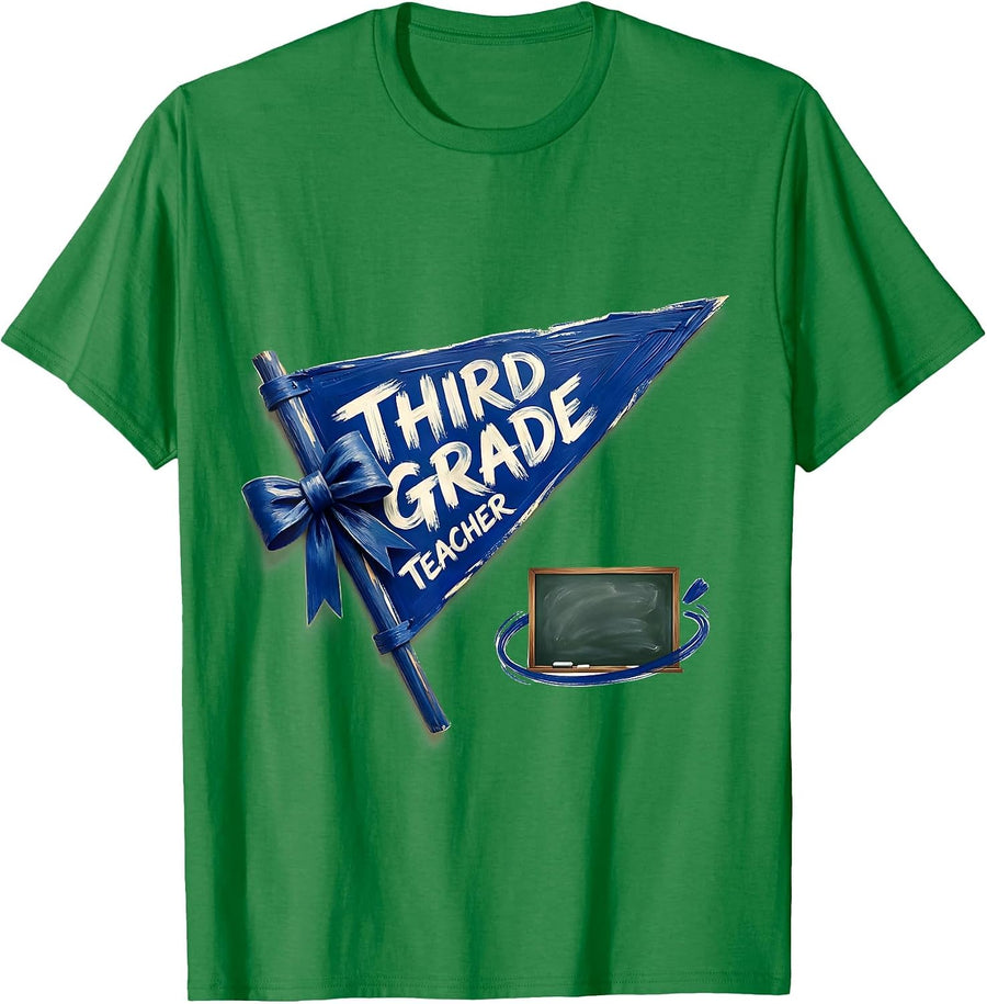 Men's Third Grade Teacher Sign Painter Showcard Back To School T-Shirt - Kelly Green