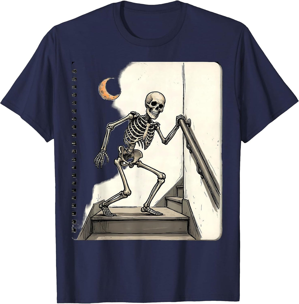 Skeleton Steps OT PT Halloween Trick Or Treatment Humor T-Shirt - Navy Blue