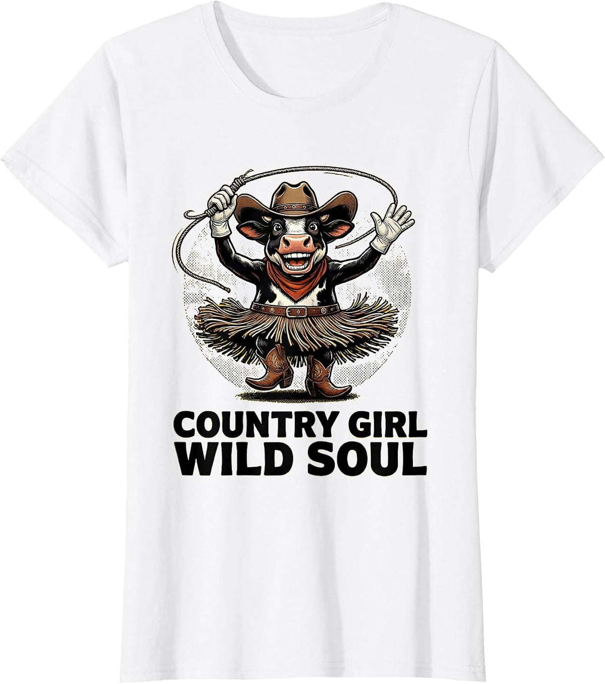 Women's Country Girl Wild Soul Cowgirl Design T-Shirt - White