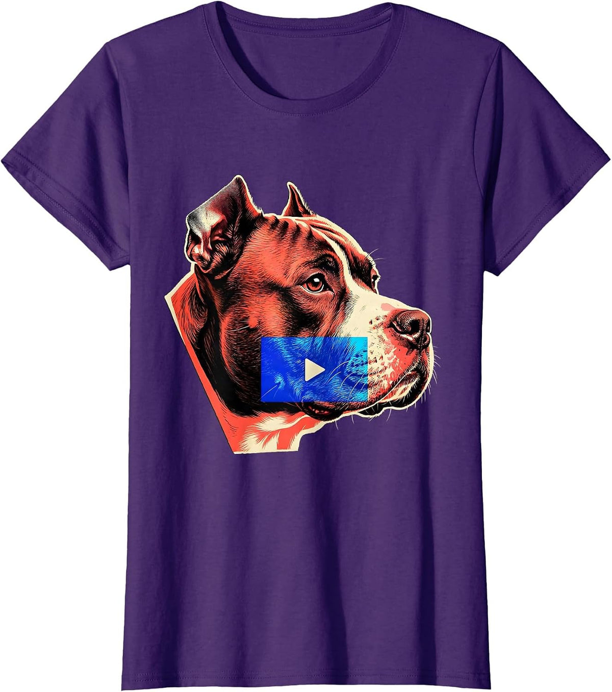 Women's Pitbull Profile Funny Dog Owner Meme Humor T-Shirt - Purple