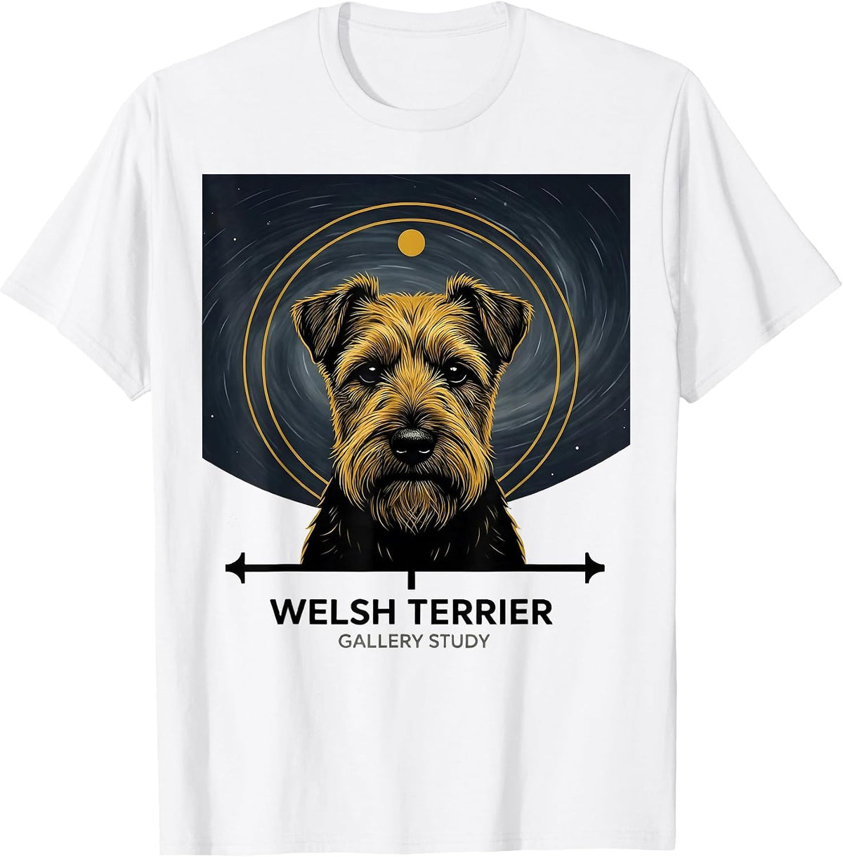 Men's Welsh Terrier Gallery Study Minimalist Dog Portrait Art T-Shirt - White