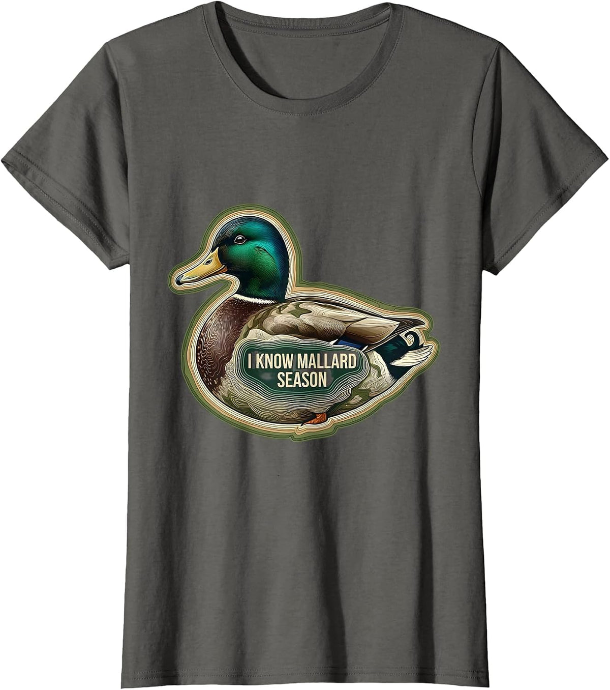 Women's I Know Mallard Season Topographic Contour Hunting Gift T-Shirt - Asphalt Grey