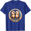 Hold My Paw Cute Sea Otter Design T-Shirt - Royal Blue