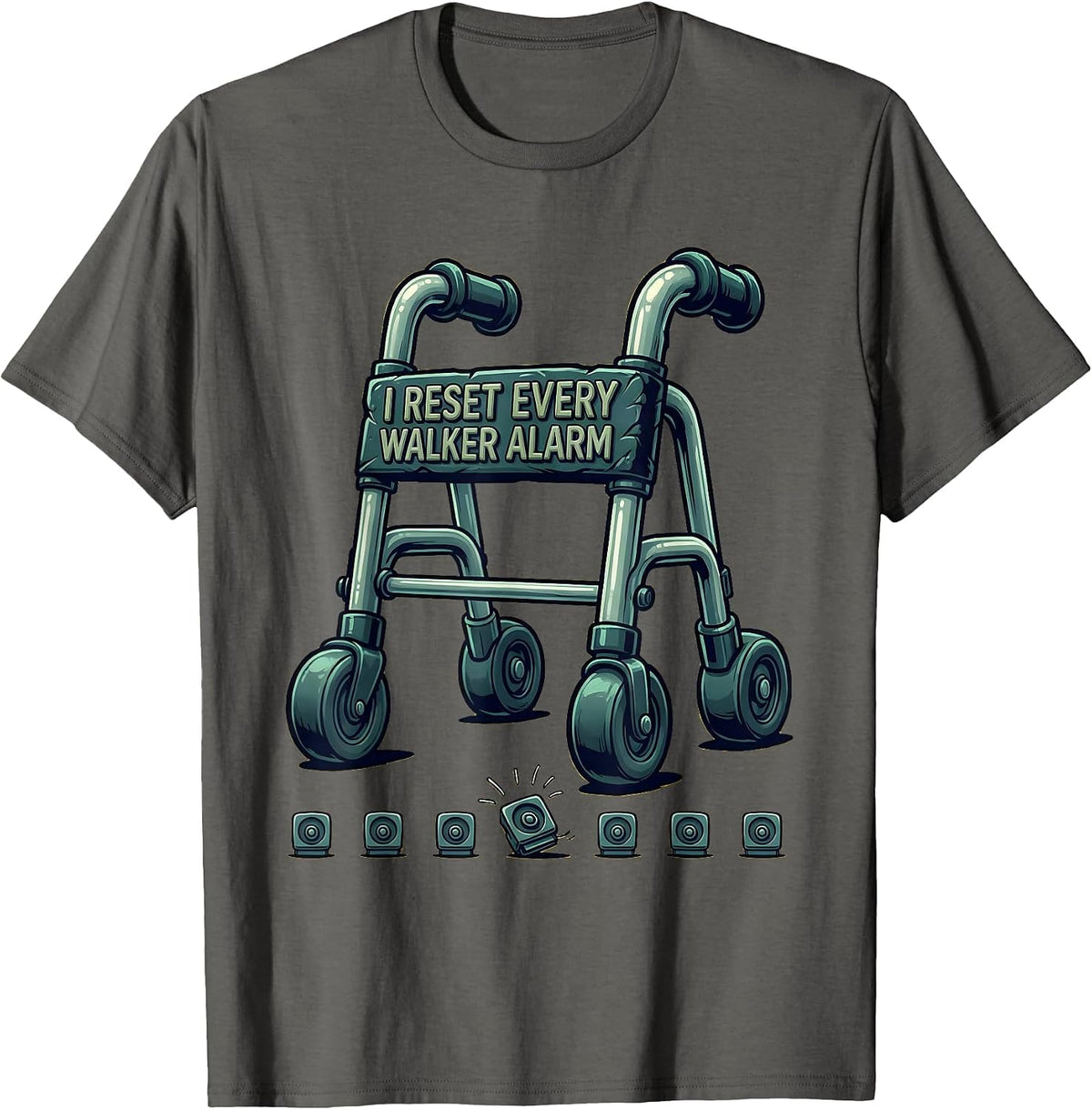 Men's I Reset Every Walker Alarm Funny Physical Therapist PT OT T-Shirt - Asphalt Grey