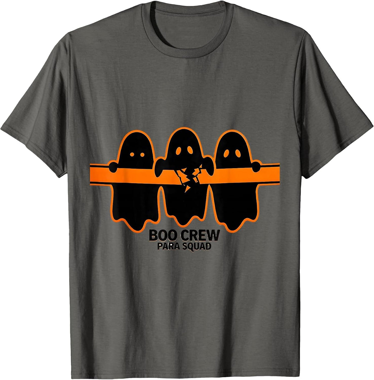 Boo Crew Para Squad Stencil Ghost Sped Paraprofessional T-Shirt - Asphalt Grey