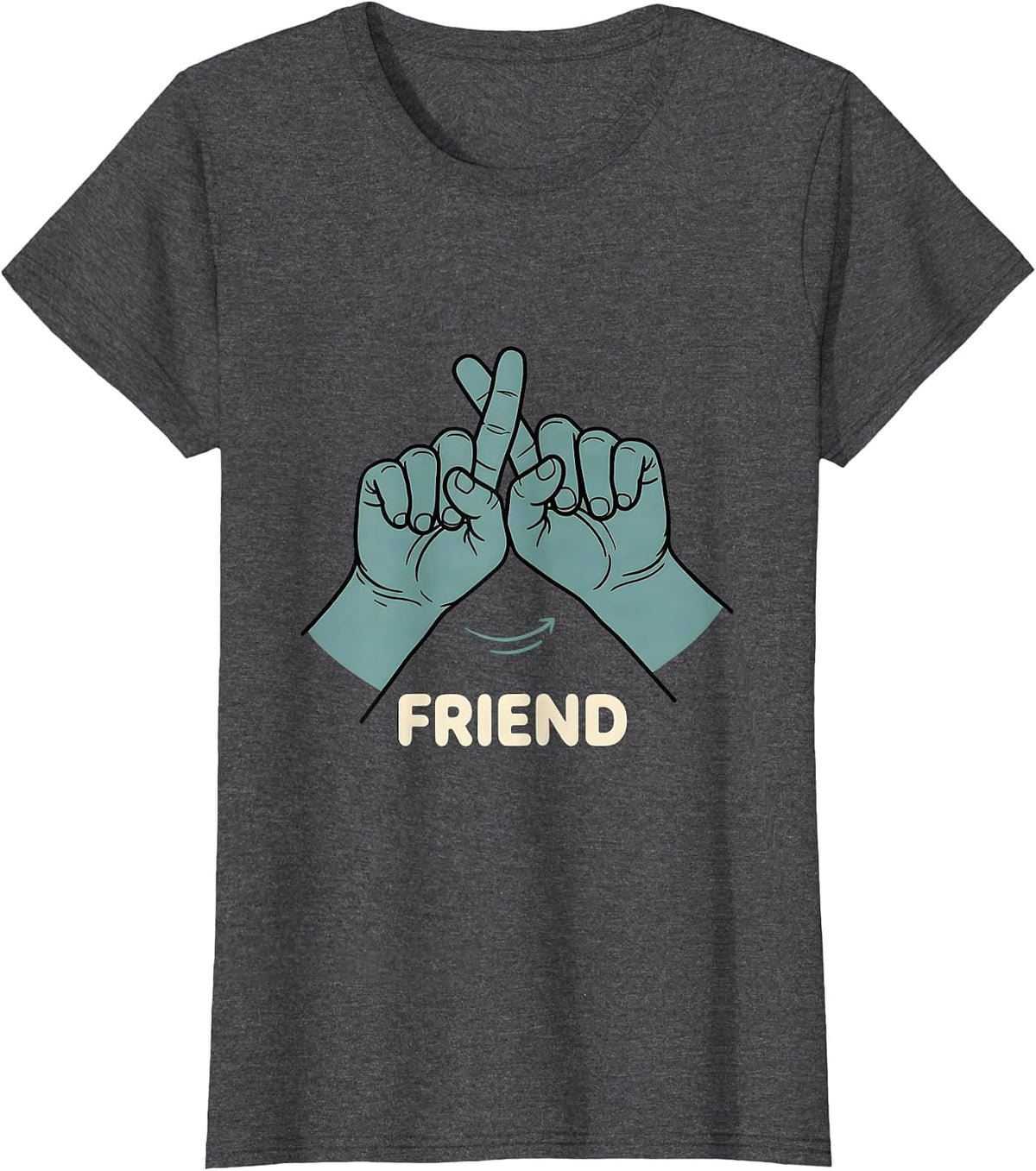 Women's FRIEND ASL Sign Language Teacher Gift Awareness T-Shirt - Dark Heather Grey