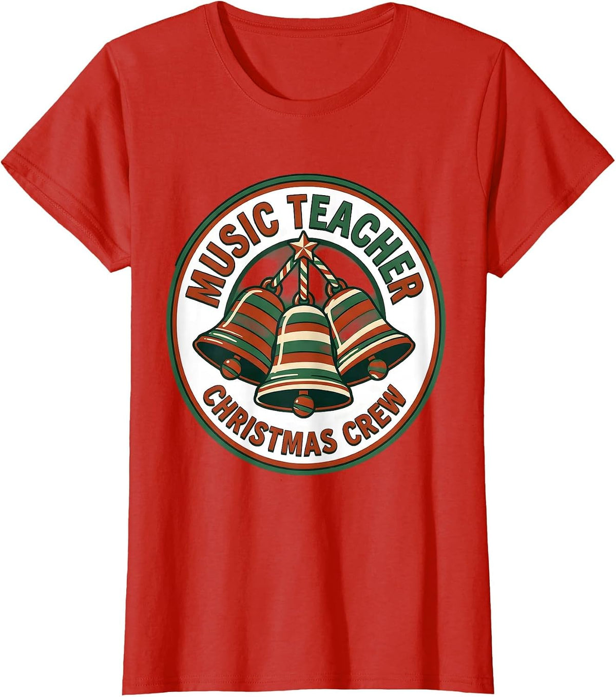 Music Teacher Christmas Crew Funny Classroom Teacher Humor T-Shirt - Red