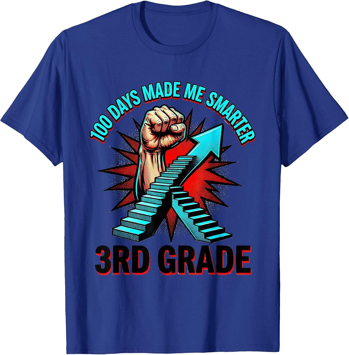 Men's 100 Days Made Me Smarter 3rd Grade Pop Art Teacher Gift T-Shirt - Royal Blue
