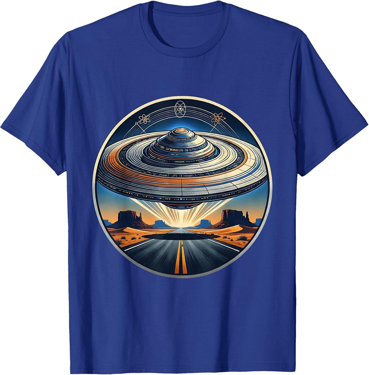Alien Mothership Over Desert Highway T-Shirt - Royal Blue