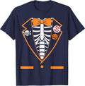 Halloween Costume Funny Skeleton Tuxedo T-Shirt - Navy Blue