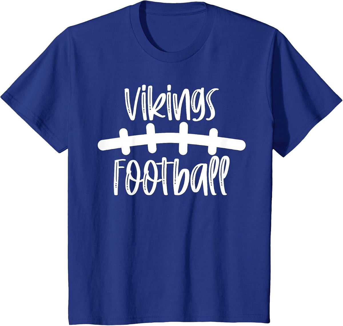 Vikings Football School Spirit Team Mascot Game Night T-Shirt - Royal Blue