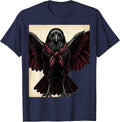 Crow with Bandana Beak Outlaw Bird Illustration T-Shirt - Navy Blue