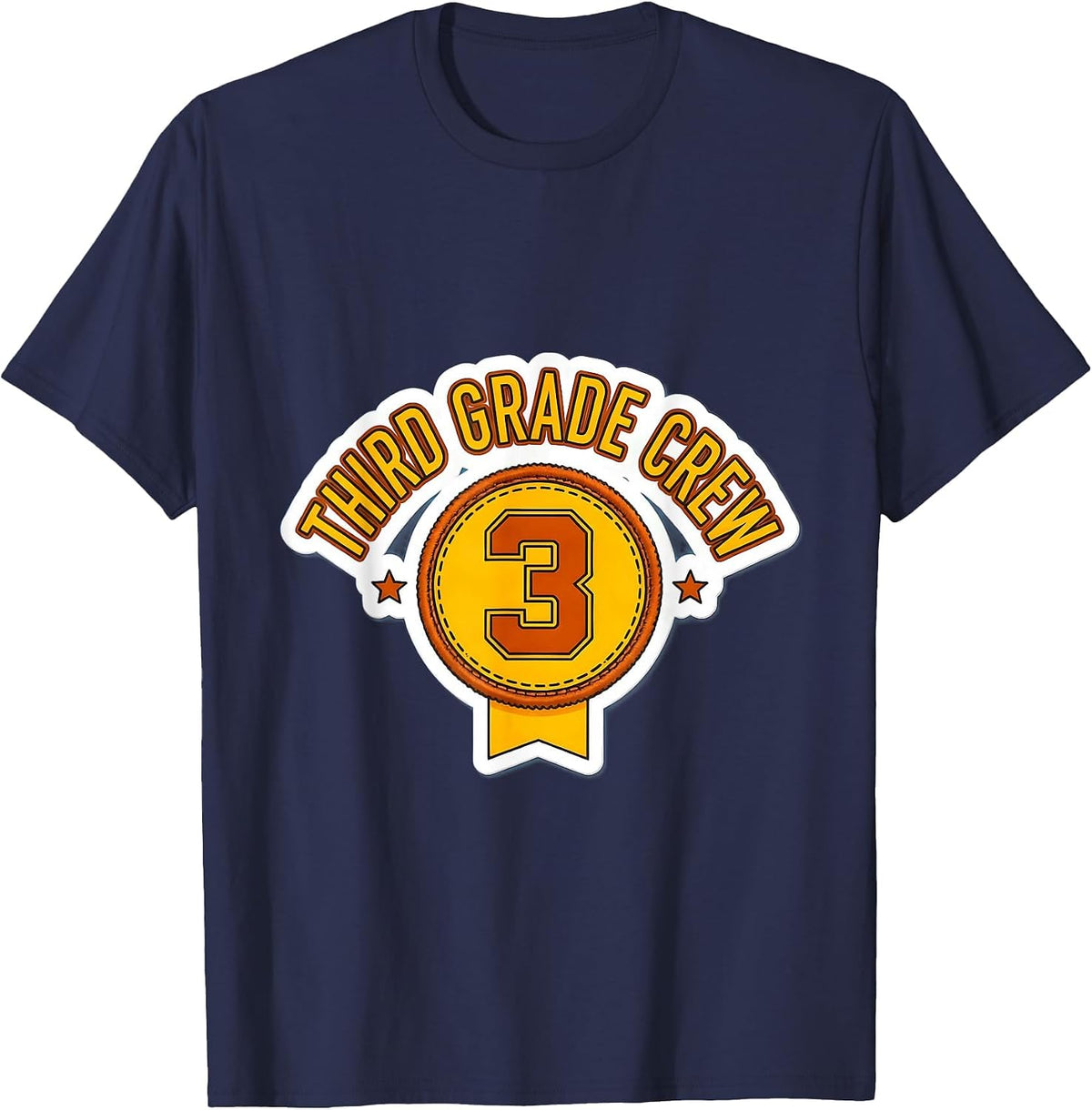 Men's Third Grade Crew Playful Back To School Teacher Student T-Shirt - Navy Blue
