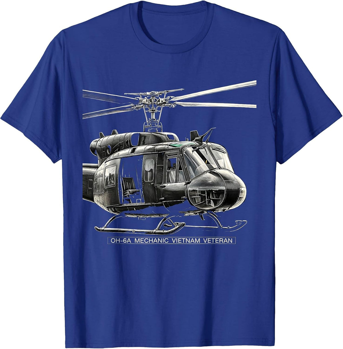 OH-6A Mechanic Vietnam Veteran Scratchboard Military T-Shirt - Royal Blue